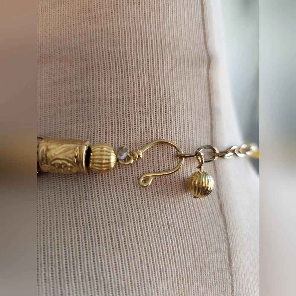 Neutral Beaded Statement Necklace with Bold Medallion ๐ - Picture 11 of 17